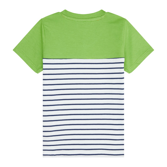 Sense Organics SALVO Kurzarm Shirt blau-weiß gestreift mit grün