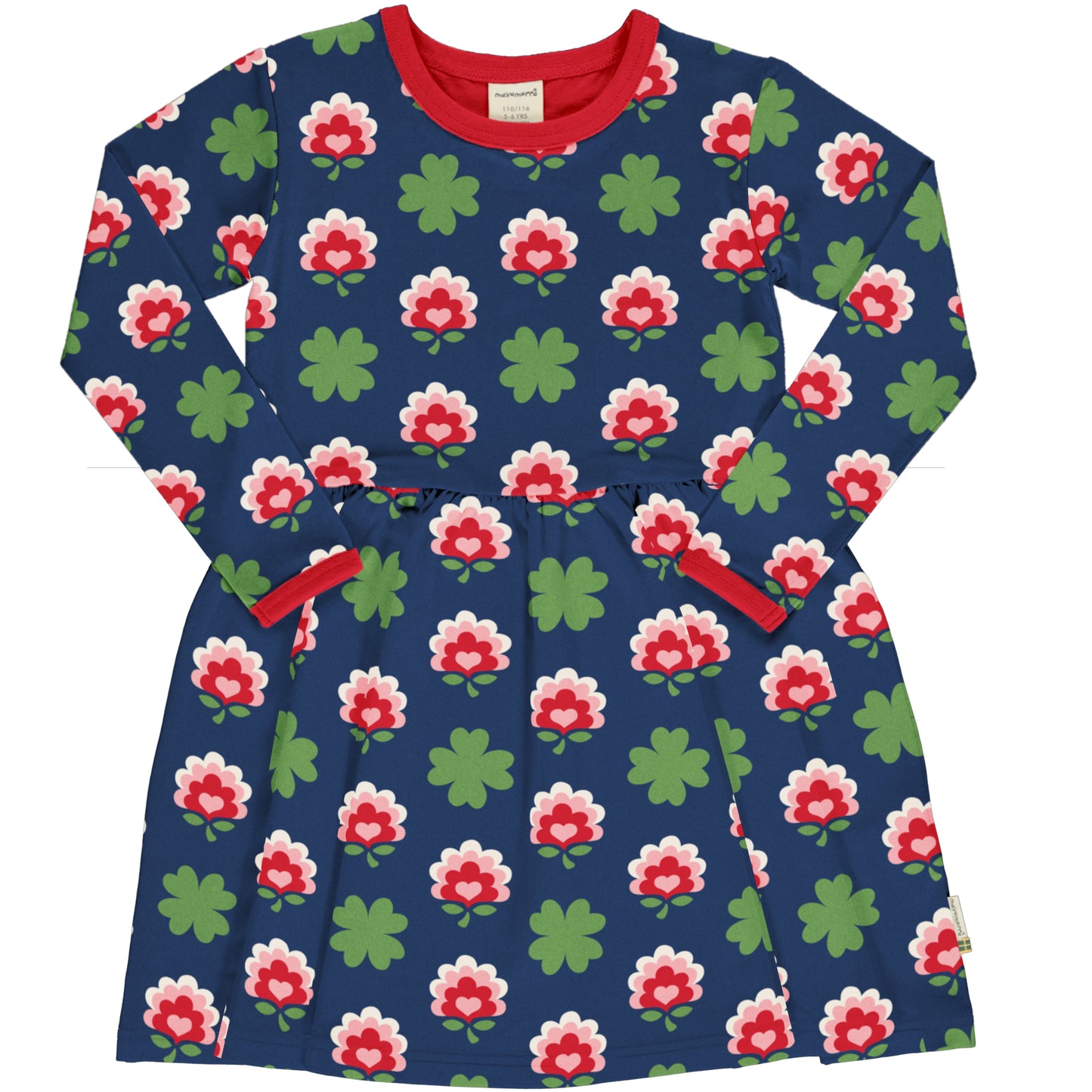 maxomorra Langarm Drehkleid CLOVER blau