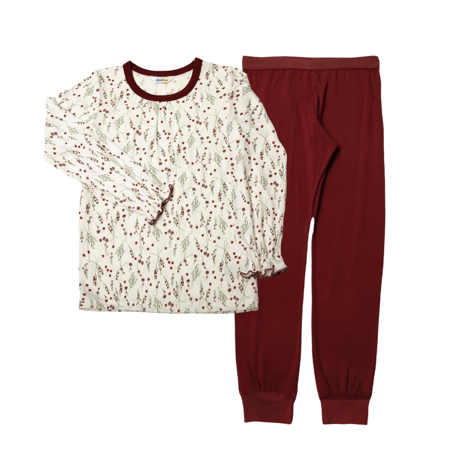 JOHA Bambus Pyjama Schlafanzug lang Blumen