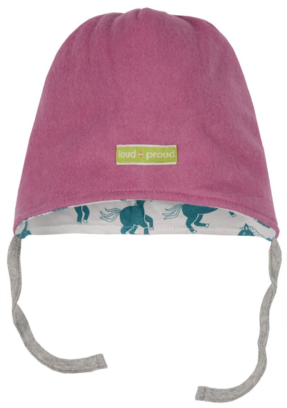 Loud + Proud Fleece Wendemütze rosa mit Pferden