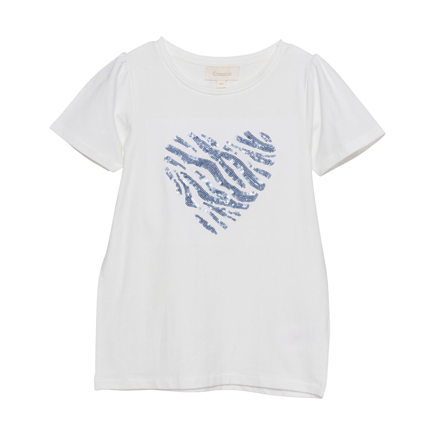 Creamie Kurzarm Shirt Pailletten Herz Xenon Blue