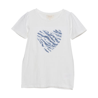 Creamie Kurzarm Shirt Pailletten Herz Xenon Blue
