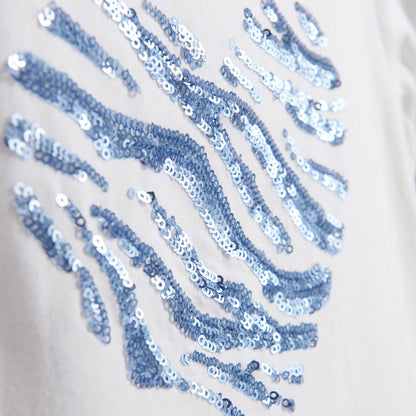 Creamie Kurzarm Shirt Pailletten Herz Xenon Blue