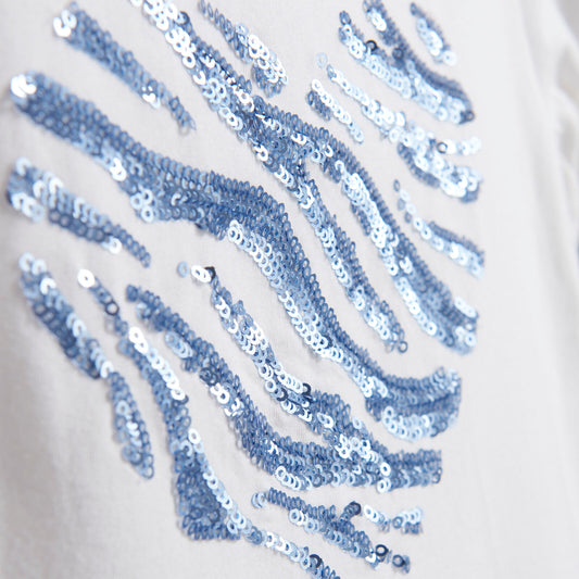 Creamie Kurzarm Shirt Pailletten Herz Xenon Blue