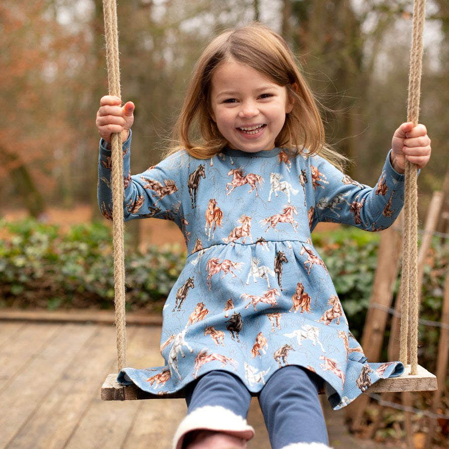 Enfant Terrible Sweatkleid Pferdedruck jeansblau