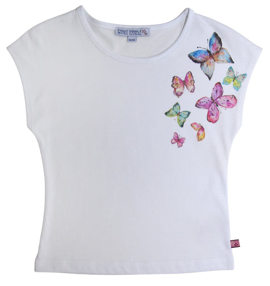 Enfant Terrible Top mit Schmetterlingsdruck weiß
