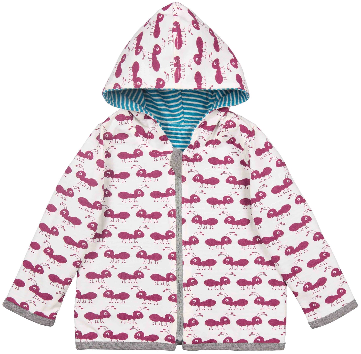Loud+Proud Wendejacke Petrol mit beere farbenen Ameisen