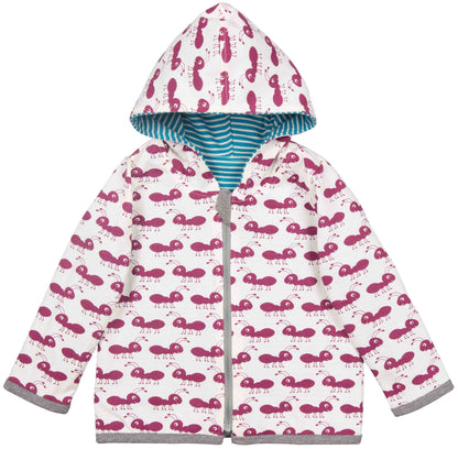 Loud+Proud Wendejacke Petrol mit beere farbenen Ameisen
