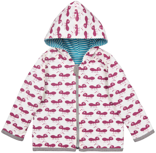 Loud+Proud Wendejacke Petrol mit beere farbenen Ameisen