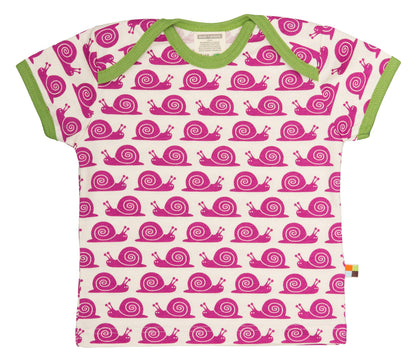Loud+Proud Kurzarm Shirt Schnecke fuchsia