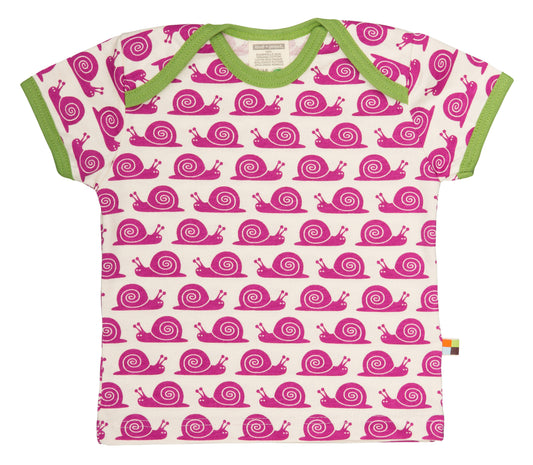 Loud+Proud Kurzarm Shirt Schnecke fuchsia