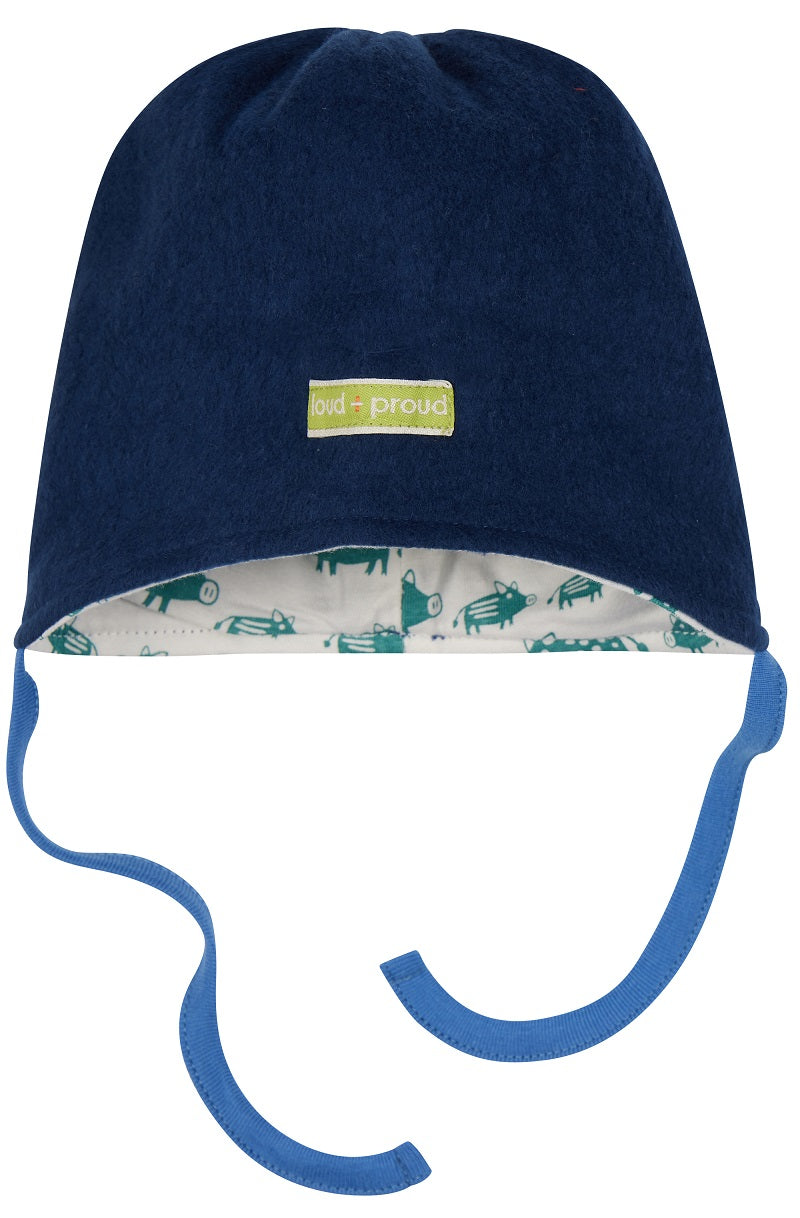 Loud + Proud Fleece Wendemütze ultramarin mit Wildschweinen