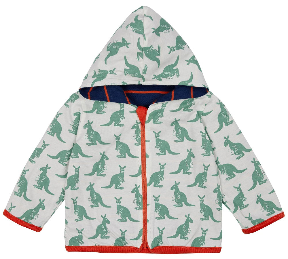 Loud + Proud Wende Kapuzenjacke ultramarin mit grünen Kängurus