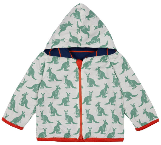 Loud + Proud Wende Kapuzenjacke ultramarin mit grünen Kängurus