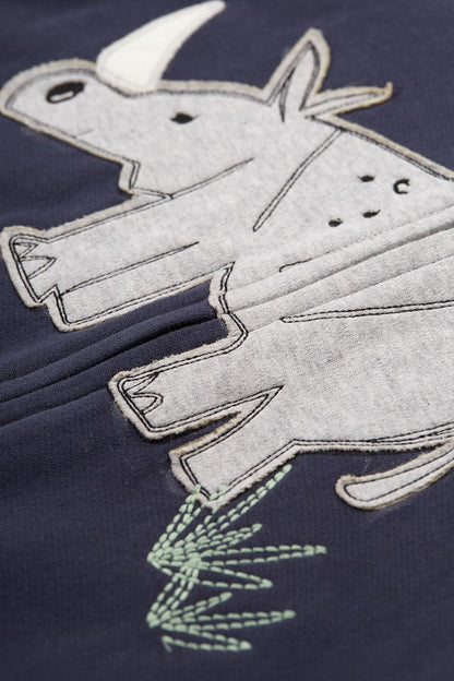 Frugi Big Character Snuggle Suit,Indigo/Rhino