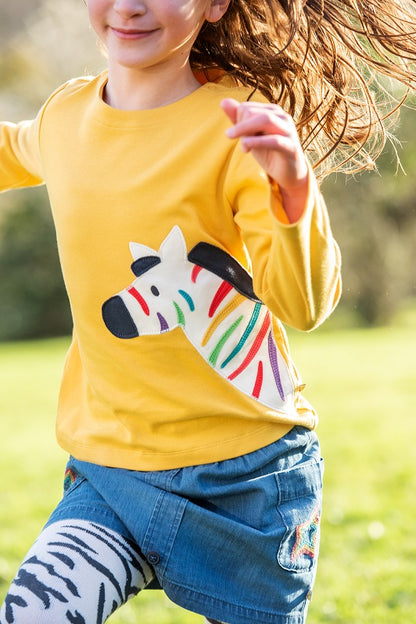 Frugi Anna Applique Top Zebra