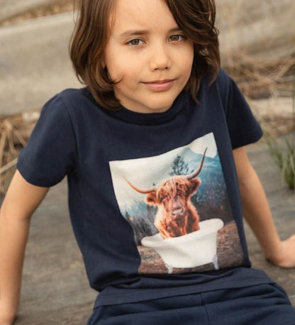 THE NEW Kurzarm Shirt VILLION COW WASH blau