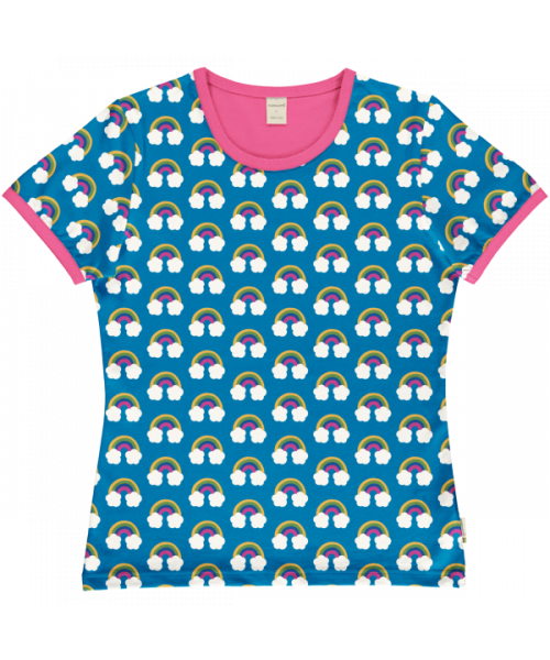 maxomorra Damen Kurzarm Shirt FARM RAINBOW