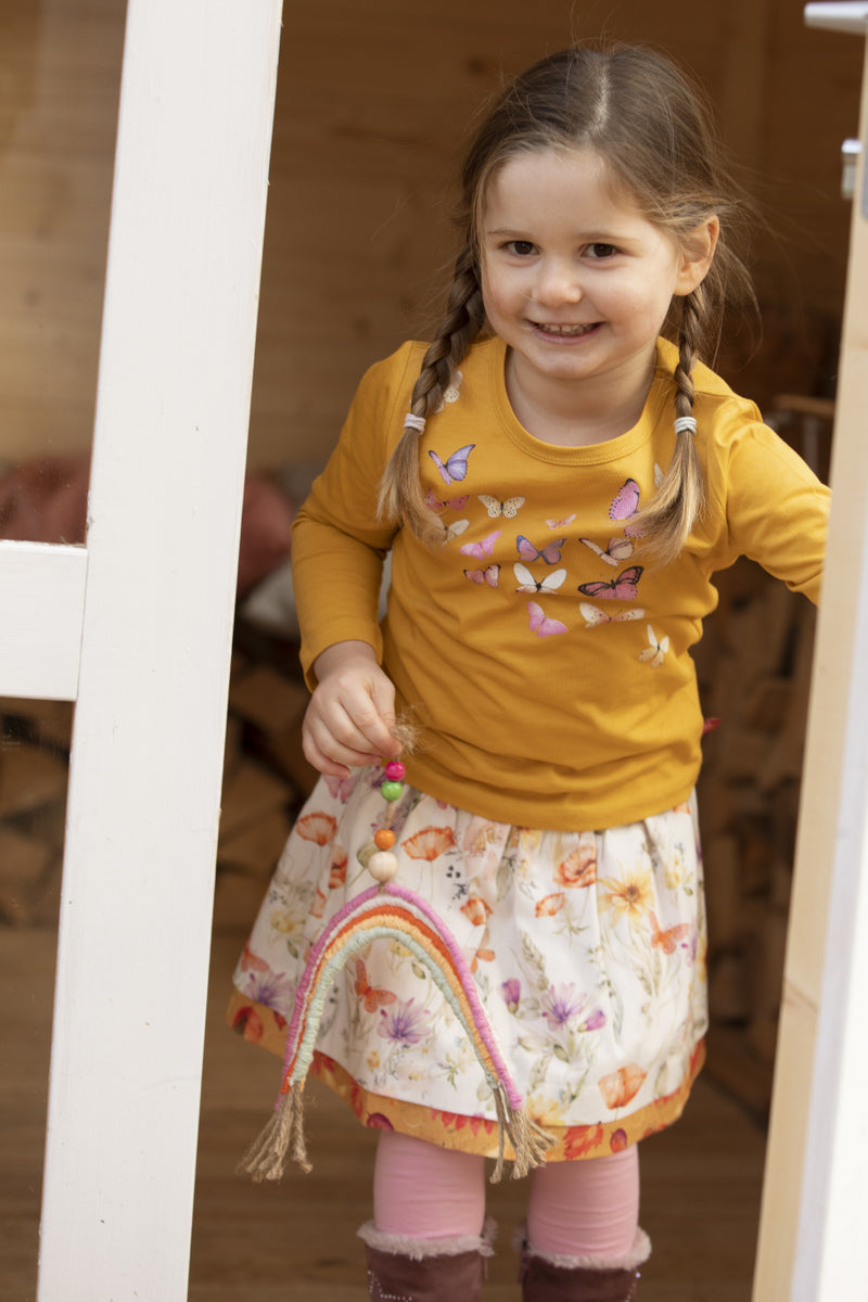 Enfant Terrible Flanell Wenderock mit Blumendruck okker