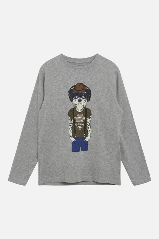 Hust & Claire Adam Langarm Shirt Light grey melange