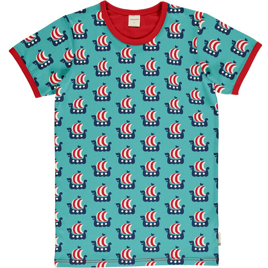 maxomorra Herren Kurzarm Shirt VIKING SHIP