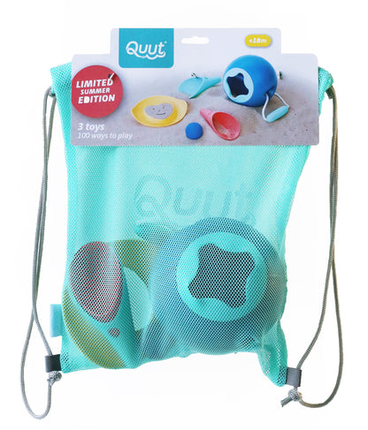 Quut Sandspielzeug Beach Set mit Mini Ballo, Cuppi, Shaper