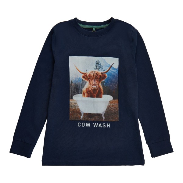 THE NEW Langarm Shirt VILLION COW WASH blau