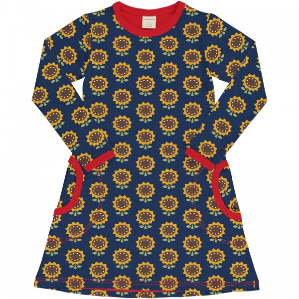 maxomorra Langarm Kleid SUNFLOWER blau