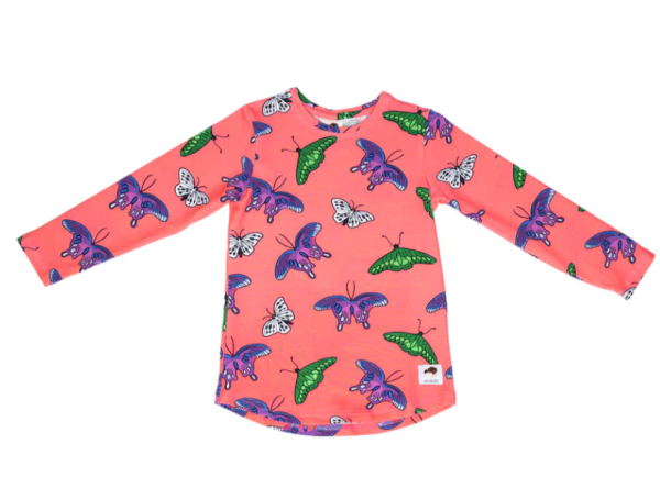 Mullido Langarm Shirt Coral Butterflies