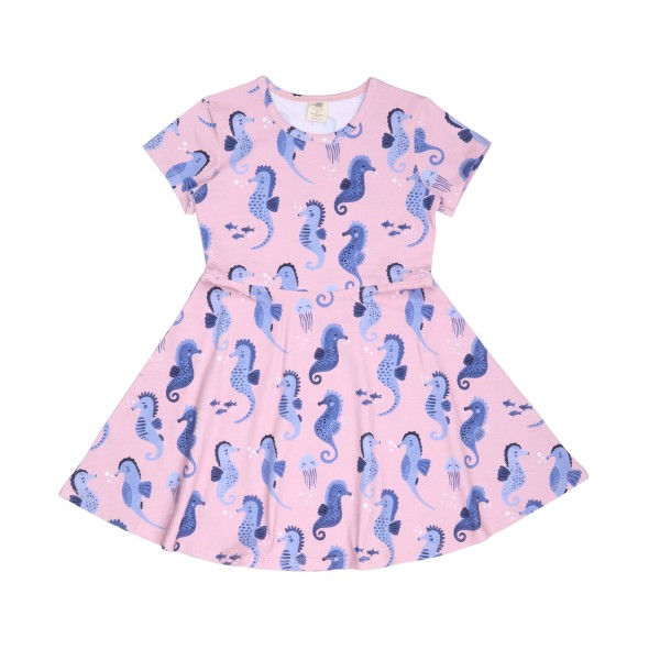 Walkiddy Kurzarm Kleid Blue Seahorses