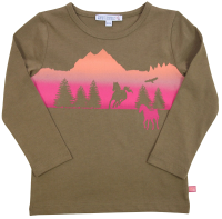 Enfant Terrible Langarm Shirt mit Pferd und Bergdruck dark olive Enfant Terrible Langarm Shirt mit Pferd und Bergdruck dark olive
