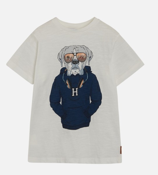 Hust & Claire Alwin Kurzarm Shirt Ivory Hund