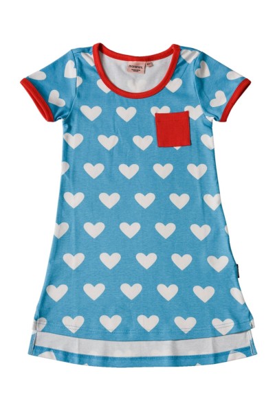 Moromini Kurzarm Kleid Blue Hearts