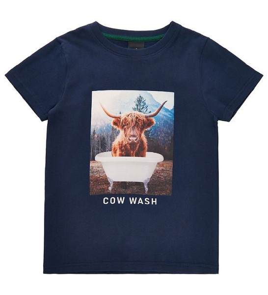 THE NEW Kurzarm Shirt VILLION COW WASH blau