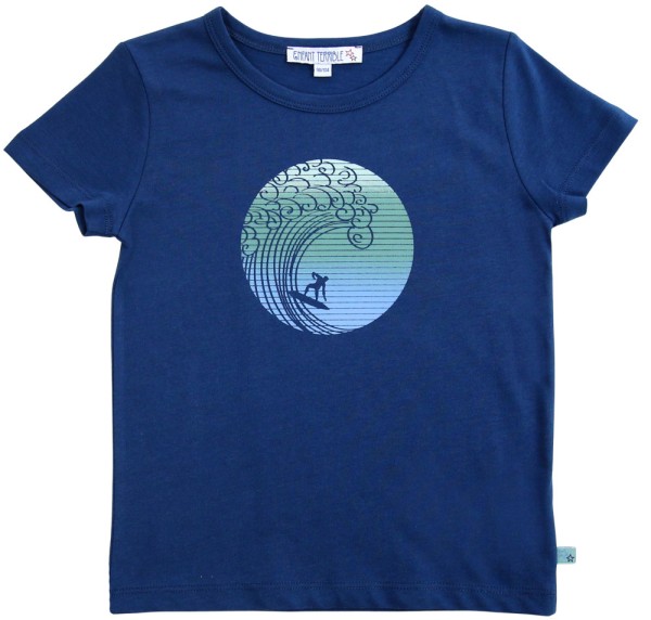 Enfant Terrible Kurzarm Shirt mit Wellenreiterdruck darkblue