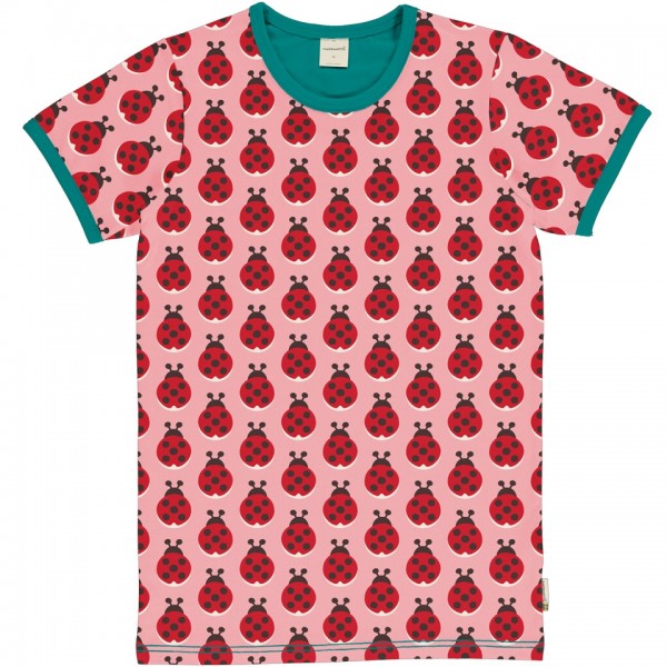 maxomorra Damen Kurzarm Shirt LADYBUG Marienkäfer rosa