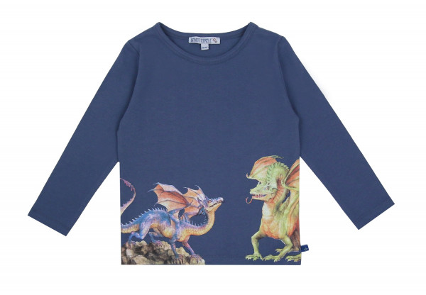 Enfant Terrible Langarm Shirt mit Drachendruck taubengrau