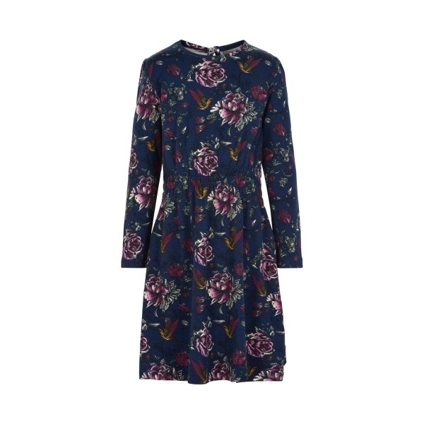 Creamie Langarm Kleid mit Blumen blau