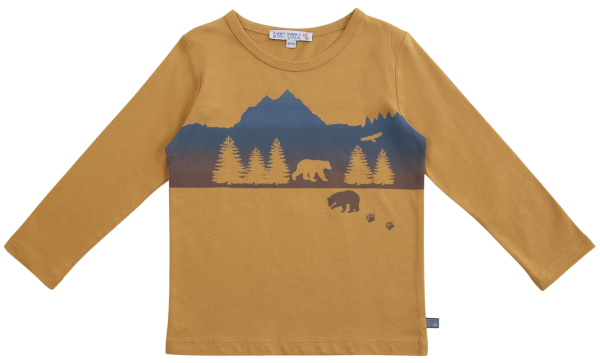 Enfant Terrible Langarm Shirt mit Bär und Bergdruck sand