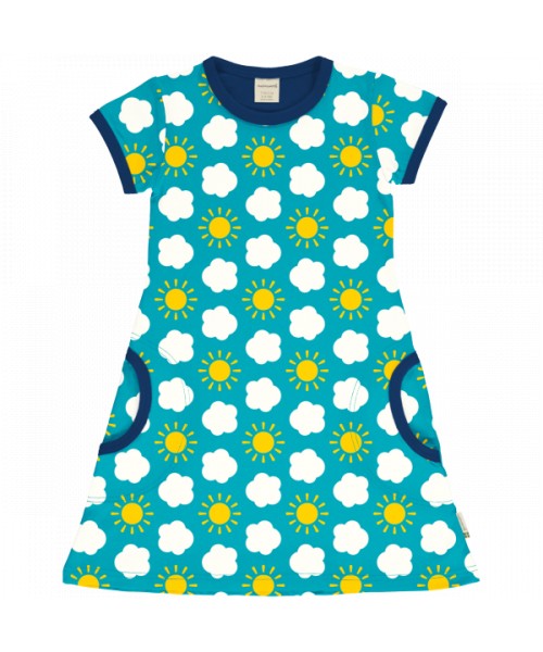 maxomorra Kurzarm Kleid SKY