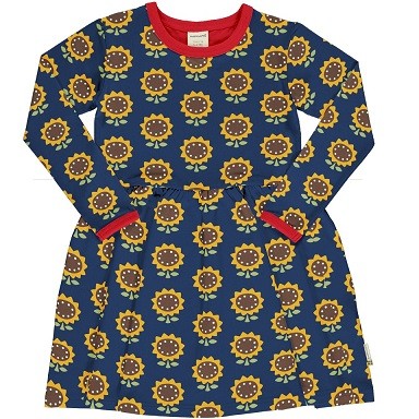 maxomorra Langarm Drehkleid SUNFLOWER blau