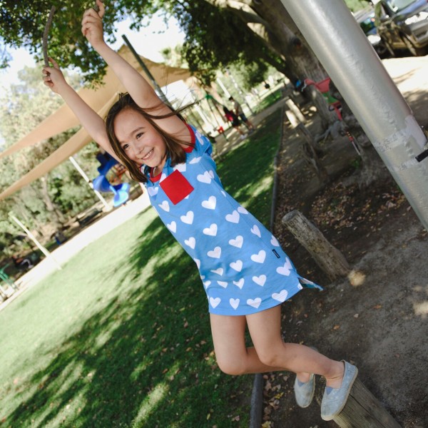 Moromini Kurzarm Kleid Blue Hearts