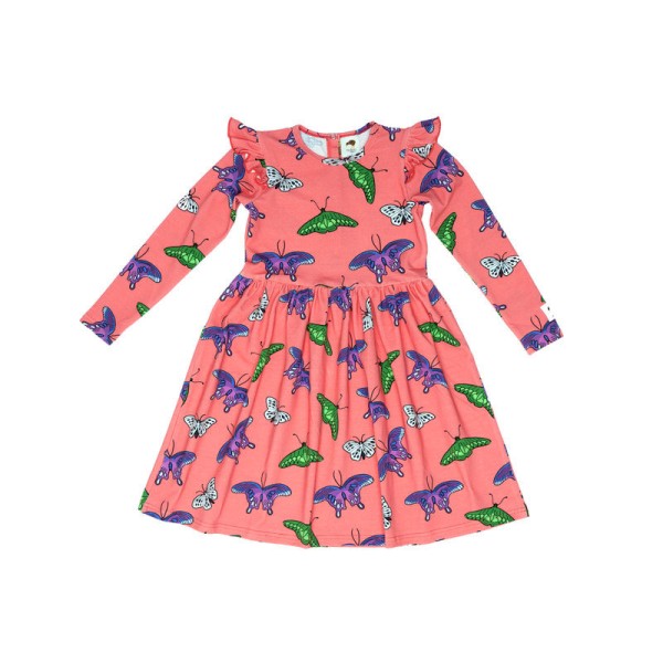 Mullido Langarm Kleid Coral Butterflies