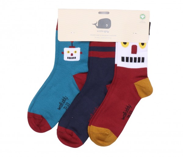 Walkiddy Roboter Socken 3er Pack