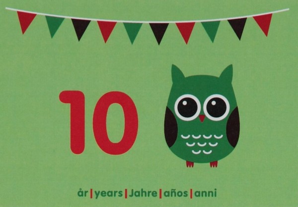 maxomorra Geburtstagskarte EULE 10 Jahre
