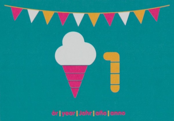 maxomorra Geburtstagskarte ICE CREAM 1 Jahre