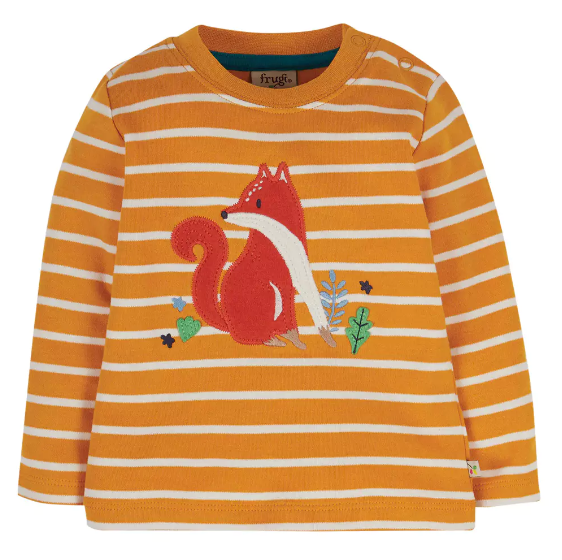 Frugi Tori Boxy Top Gold Stripe Fox