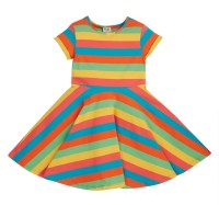 Frugi Skater Dress Camper Blue Rainbow Stripe Frugi Skater Dress Camper Blue Rainbow Stripe