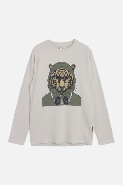 Hust & Claire Adam Langarm Shirt White sand Tiger