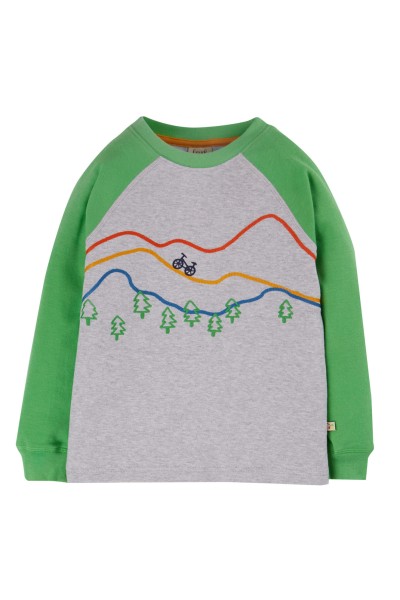 Frugi Jake Applique Top Grey Marl/Mountains